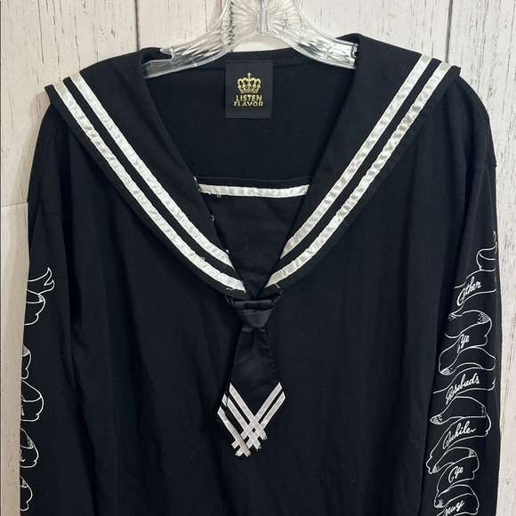 Listen Flavor Black Sailor Dress with Poetry sleeves Size large - Picture 4 of 11